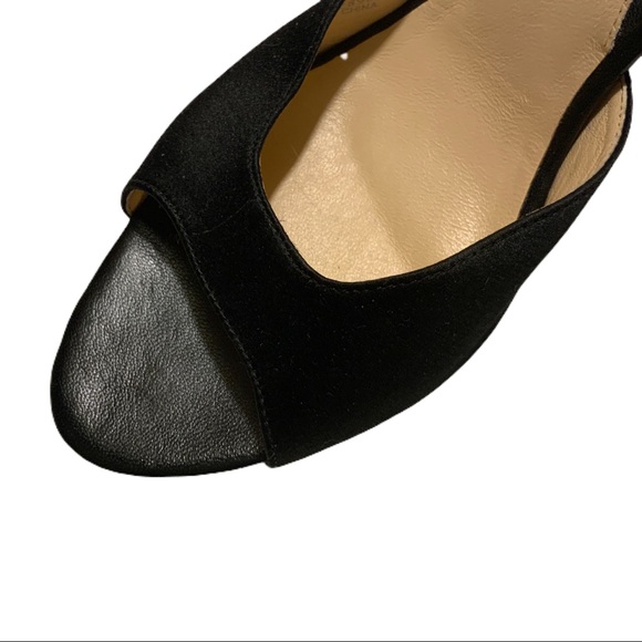 Cole Haan Black satin sling back peep-toe heels 9B - Picture 6 of 13